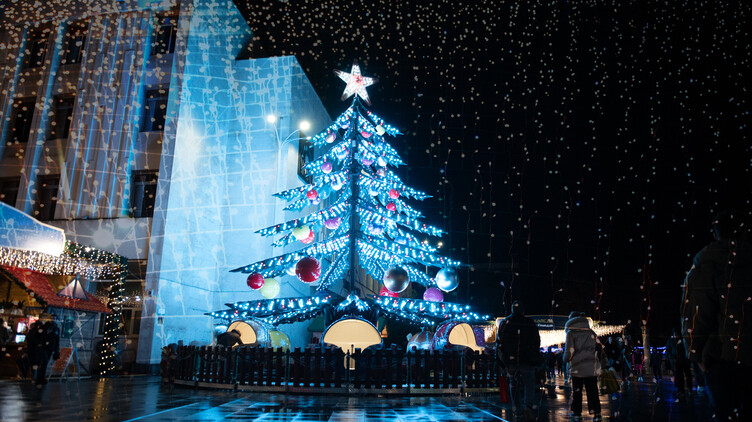 Кметът Костадин Димитров запали светлините на коледната елха в Пловдив (СНИМКИ)