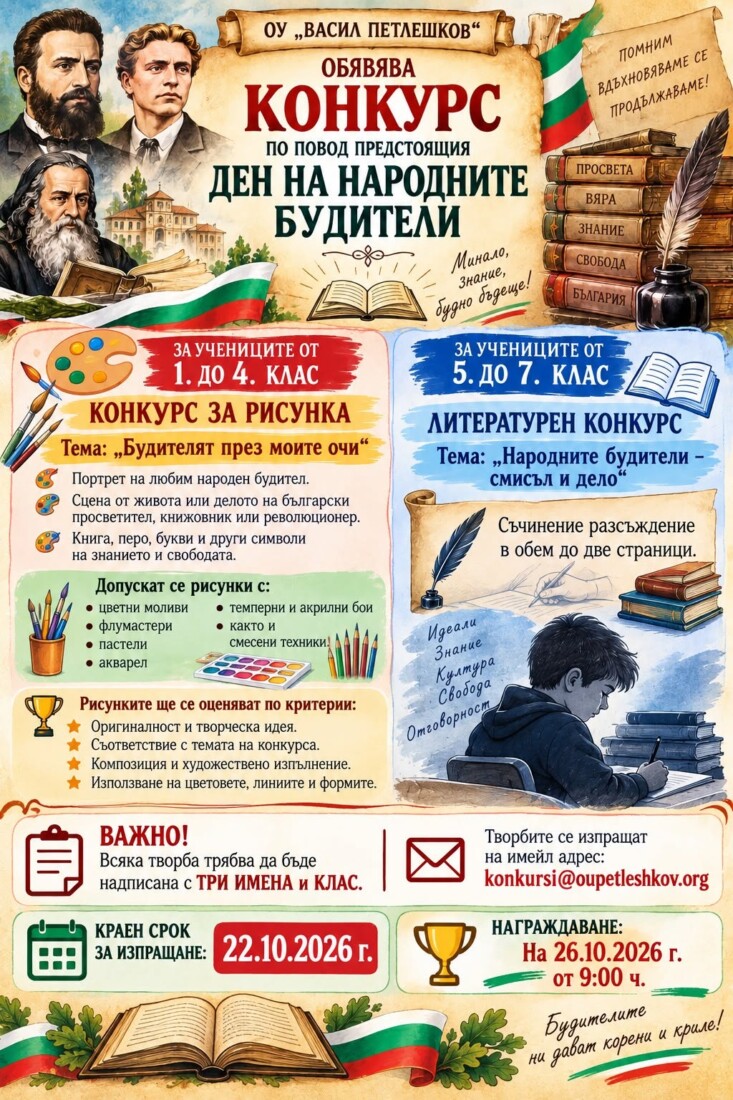 ОУ "Васил Петлешков" с конкурс за Деня на народните будители 1 ОУ "Васил Петлешков" с конкурс за Деня на народните будители